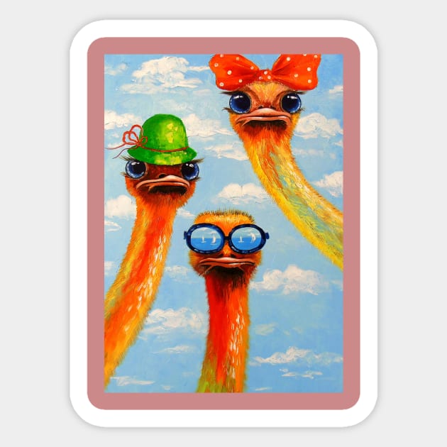 Animal Lover Gift | Friends Ostriches Sticker by Tatjana  Horvatić